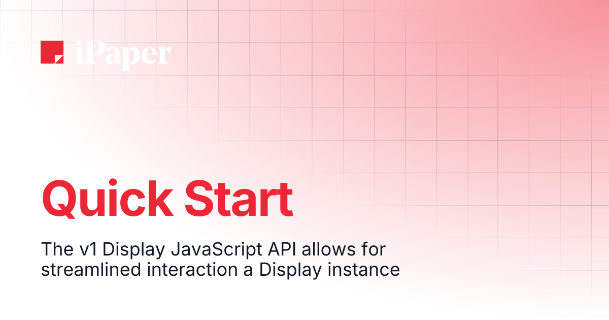 Quick Start | iPaper Technical Documentation